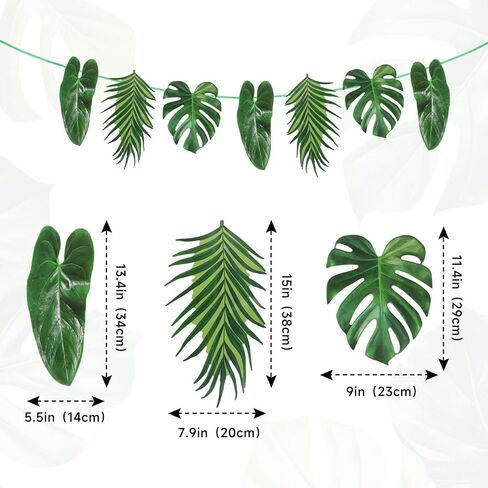 12pcs Safari Baby Shower Decorations Palm Leaves,Safari Birthday Decorations for Hanging, Tropical Hawaiian Luau Party Supplies 100% Paper (Green) in Saudi Arabia