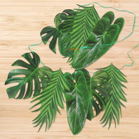 12pcs Safari Baby Shower Decorations Palm Leaves,Safari Birthday Decorations for Hanging, Tropical Hawaiian Luau Party Supplies 100% Paper (Green) in Saudi Arabia