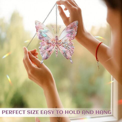 Geelin 2 Pcs Acrylic Butterfly Suncatcher Ornament Stained Glass Butterfly Gifts for Women Colorful Suncatcher Window Hanging Home Garden Decor Spring Birthday for Women & Nature Lovers in Saudi Arabia