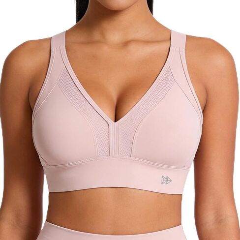 Yvette Sports Bra for Women - High Impact Padded Workout Breathable Bras Sexy Mesh Design,08AGRY, L(DF) Grey Blue in Saudi Arabia