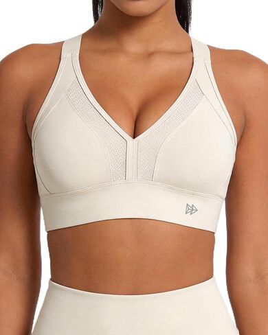 Yvette Sports Bra for Women - High Impact Padded Workout Breathable Bras Sexy Mesh Design,08AGRY, L(DF) Grey Blue in Saudi Arabia