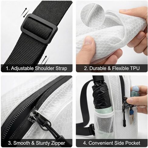 TPU Crossbody Sling Bag for Women,Waterproof Chest Bag with Adjustable Strap, Stadium Clear Bag for Travel Concert in Kuwait