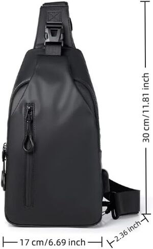 Women's Sling Bag,1-Piece Adjustable Crossbody Bag with Front Pocket,Water-Resistant Fabric for Daily Commute and Travel in Black in Saudi Arabia