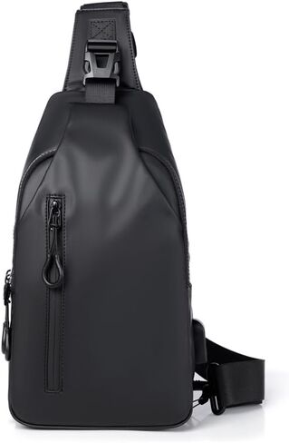 Women's Sling Bag,1-Piece Adjustable Crossbody Bag with Front Pocket,Water-Resistant Fabric for Daily Commute and Travel in Black in Saudi Arabia