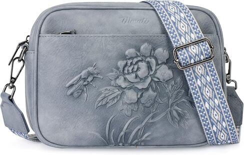 Small Crossbody Purses for Women, Trendy Vegan Leather Crossbody Bag Embossed Travel Shoulder Handbags with Wide Strap in Kuwait