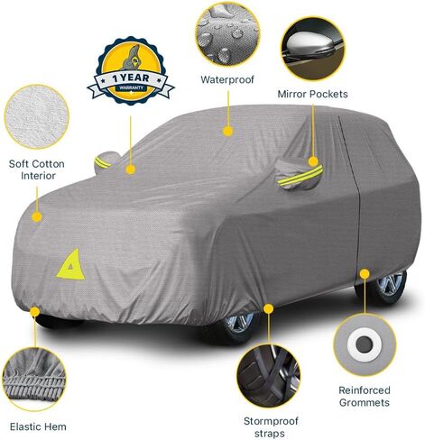 أغطية جلد مانعة للتسرب، غطاء سيارات الدفع الرباعي عالي التحمل، قماش PEVA مقاوم للماء مع طبقة قطنية، أشرطة مقاومة للرياح، حماية من الأشعة فوق البنفسجية، مقاسات عالمية (201 بوصة - 206 بوصة طول × 75 بوصة ارتفاع) in Kuwait