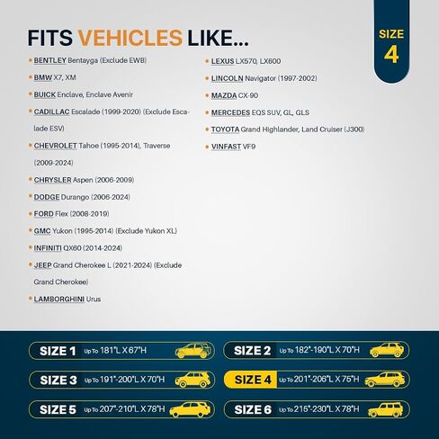 أغطية جلد مانعة للتسرب، غطاء سيارات الدفع الرباعي عالي التحمل، قماش PEVA مقاوم للماء مع طبقة قطنية، أشرطة مقاومة للرياح، حماية من الأشعة فوق البنفسجية، مقاسات عالمية (201 بوصة - 206 بوصة طول × 75 بوصة ارتفاع) in Kuwait