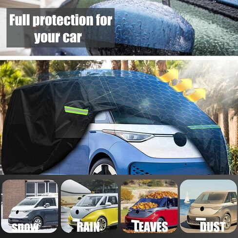غطاء سيارة لمعرف VW. Buzz، قماش Dupont Oxford، حماية لجميع المواسم، غطاء مقاوم للماء لمعرف VW. عازل للضجيج والشمس، مزود بشرائط عاكسة، سهل التركيب، أسود in Saudi Arabia