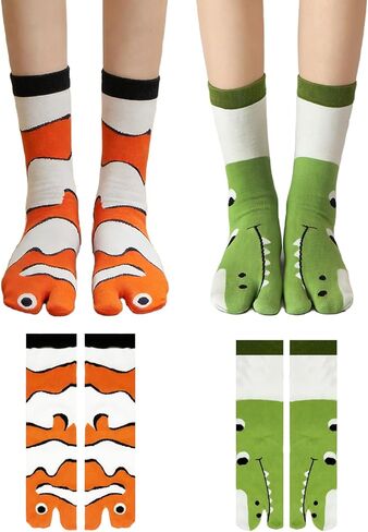 Triplewood 2 أزواج القط جرو سبليت تو Ainmal Tabi الجوارب الوجه بالتخبط الكاحل الجوارب مع أصابع منفصلة للنساء in Kuwait