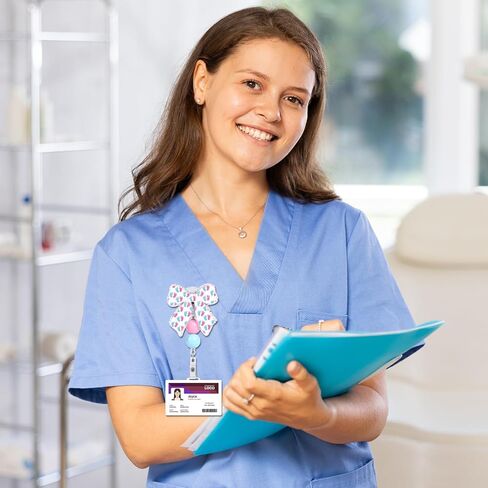 حامل شارة التمريض قابل للسحب - حامل شارة اسم معرف العمل والتسليم مع مشبك التمساح ومشابك بكرة شارة لامعة للممرضة والطبيب والمكتب والعامل الطبي والطلاب والمعلمين in Kuwait