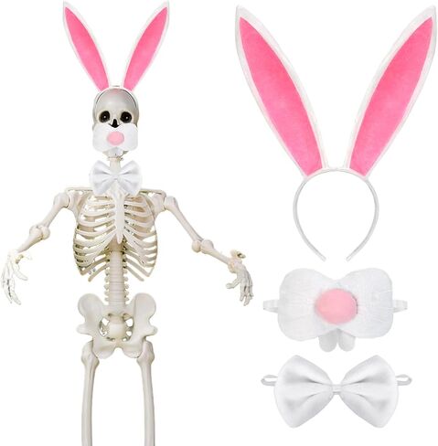 3 قطع 12 قدم هيكل عظمي لعيد الفصح أرنب إكسسوارات عملاقة الحجم هيكل عظمي زي مجموعة اضافية كبيرة عيد الفصح عقال الأرنب الأنف ربطة الديكور ل 12 قدم هيكل عظمي تأثيري ديكور المنزل ساحة الحديقة in Kuwait