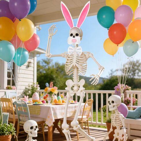 3 قطع 12 قدم هيكل عظمي لعيد الفصح أرنب إكسسوارات عملاقة الحجم هيكل عظمي زي مجموعة اضافية كبيرة عيد الفصح عقال الأرنب الأنف ربطة الديكور ل 12 قدم هيكل عظمي تأثيري ديكور المنزل ساحة الحديقة in Kuwait
