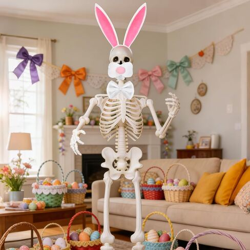 3 قطع 12 قدم هيكل عظمي لعيد الفصح أرنب إكسسوارات عملاقة الحجم هيكل عظمي زي مجموعة اضافية كبيرة عيد الفصح عقال الأرنب الأنف ربطة الديكور ل 12 قدم هيكل عظمي تأثيري ديكور المنزل ساحة الحديقة in Kuwait