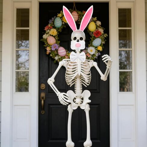 3 قطع 12 قدم هيكل عظمي لعيد الفصح أرنب إكسسوارات عملاقة الحجم هيكل عظمي زي مجموعة اضافية كبيرة عيد الفصح عقال الأرنب الأنف ربطة الديكور ل 12 قدم هيكل عظمي تأثيري ديكور المنزل ساحة الحديقة in Kuwait