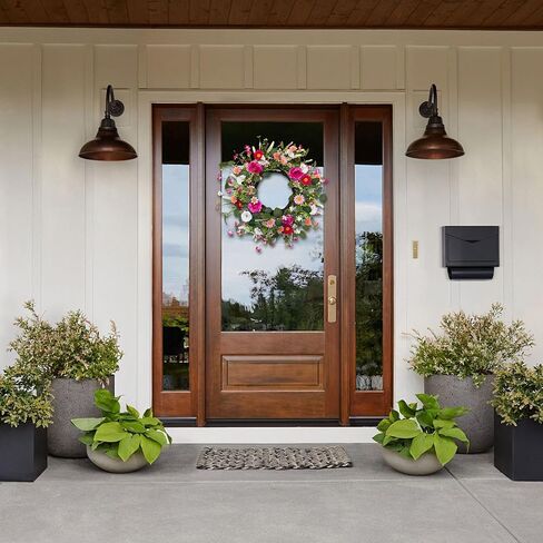 24 Inch Spring and Summer Wreath for Front Door Anemone Daisy Lavender Floral Wreath with Eucalyptus Greenery for Indoor Outdoor Easter Decor in Saudi Arabia