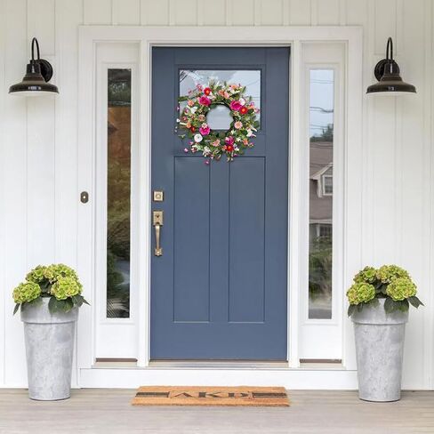 24 Inch Spring and Summer Wreath for Front Door Anemone Daisy Lavender Floral Wreath with Eucalyptus Greenery for Indoor Outdoor Easter Decor in Saudi Arabia