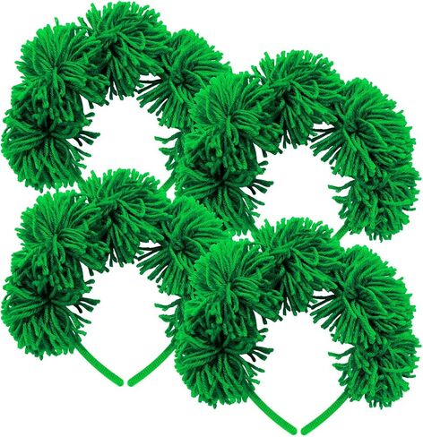4PCS Green Fluffy Pom Pom Headbands Soft Yarn Hairbands for St Patrick's Day, Halloween, Cosplay & Theme Parties Daily Fashion, Weddings, Dance in Saudi Arabia
