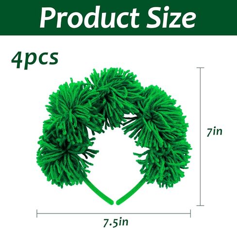 4PCS Green Fluffy Pom Pom Headbands Soft Yarn Hairbands for St Patrick's Day, Halloween, Cosplay & Theme Parties Daily Fashion, Weddings, Dance in Saudi Arabia