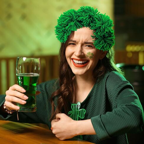 4PCS Green Fluffy Pom Pom Headbands Soft Yarn Hairbands for St Patrick's Day, Halloween, Cosplay & Theme Parties Daily Fashion, Weddings, Dance in Saudi Arabia
