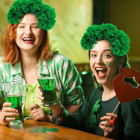 4PCS Green Fluffy Pom Pom Headbands Soft Yarn Hairbands for St Patrick's Day, Halloween, Cosplay & Theme Parties Daily Fashion, Weddings, Dance in Saudi Arabia