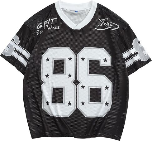 تي شيرت رجالي 86 جرافيك جيرسي Y2K Vintage فضفاض برقبة على شكل حرف V in Kuwait