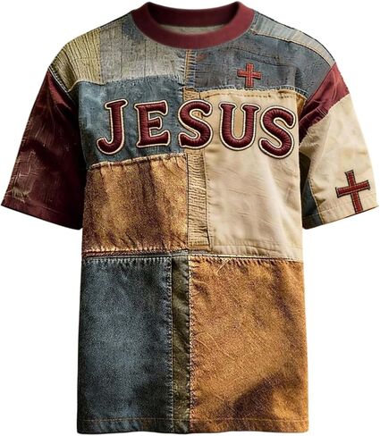 SOLY HUX Men's Gothic Graphic Tees Vintage Short Sleeve Crew Neck Color Block T Shirt Streetwear Summer Tops in Saudi Arabia