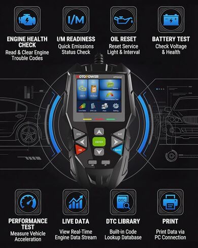 MOTOPOWER 4 in 1 Code Reader Car Diagnostic Scan Tool Oil Maintenance Reset, Battery Test, Performance Test with Lifetime Update in Kuwait