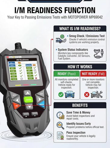 MOTOPOWER 4 in 1 Code Reader Car Diagnostic Scan Tool Oil Maintenance Reset, Battery Test, Performance Test with Lifetime Update in Kuwait