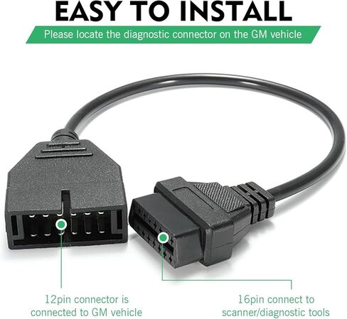 موصل الماسح الضوئي obd1، 1 قطعة 12 دبوس إلى كابل محول obd1 إلى obd2، أداة تمديد تشخيصية 40 سم لقراءة بيانات السيارة، متوافقة مع معظم السيارات in Kuwait