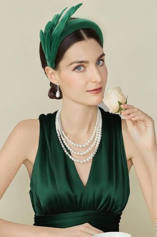 عصابة رأس BABEYOND Fascinator للنساء - ريشة العشرينيات من القرن الماضي لحفلات الشاي وحفلات الكوكتيل Kentucky Fascinator للحفلات التنكرية in Saudi Arabia