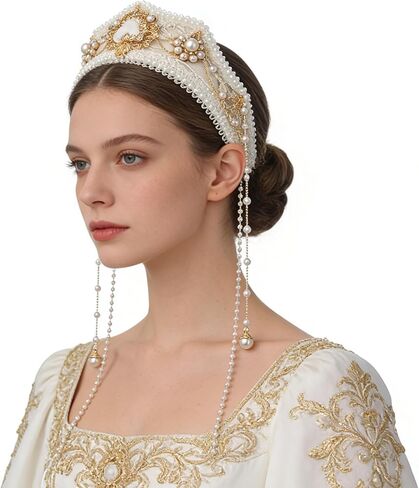 BPURB Women Tudor French Hood Headband Renaissance Anne Boleyn Hat Elizabethan Headwear Halloween Costumes in Saudi Arabia