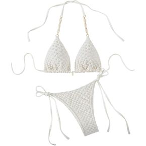 طقم بيكيني مكون من قطعتين للنساء مكون من سلسلة مكشكشة وحمالات سباحة in Kuwait