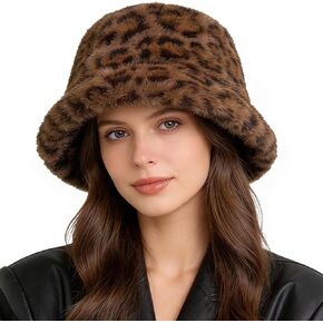 Ghazni Faux Fur Fuzzy Winter Hats for Women, Warm Furry Black Bucket Hats for Men Woman, Soft Cozy Winter Hat in Saudi Arabia