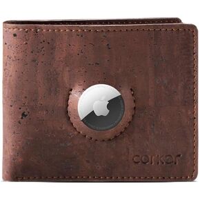 محفظة كوركور رفيعة ثنائية الطي للرجال - علامة محفظة كورك - جلد نباتي لم يتم الإساءة إلى الحيوانات لتصنيعه باللون البني in Kuwait