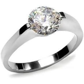 Women’s CZ Cubic Zirconia Sustainable Solitaire Bridal Engagement Ring in Hypoallergenic Stainless Steel for Wedding Proposals and Anniversaries in Kuwait