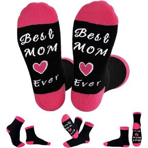 6 أزواج من الجوارب النسائية المرحة، جوارب هدايا عيد الأم، هدايا عيد ميلاد الأم، هدايا مبتكرة للأم، عيد الأم، عيد الميلاد، عيد الحب (وردي وأسود) in Kuwait