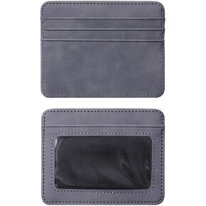 محفظة رفيعة لحمل البطاقات للرجال، جلد تمساح صناعي أسود، فتحات متعددة للبطاقات مع نافذة لبطاقة الهوية، تصميم بسيط (أسود) in Kuwait