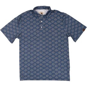 Lazy J Ranch Wear Men's Print Performance Polo Shirt - Navy with Pearl Snap Buttons - Golf Shirts for Men, Golf Accessories in Saudi Arabia
