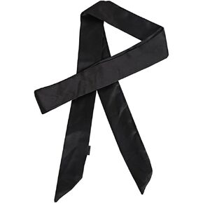وشاح طويل رفيع من الشيفون يشبه الحرير من Lujuny - حزام خصر رفيع بربطة عنق للنساء والفتيات، 78.0 بوصة (أسود) in Kuwait