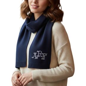Embroidered Knit Scarf for Women Personalized Monogram Winter Accessories, Idea Gift for Loved Ones in Kuwait