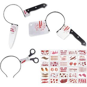 YXI 3 قطع من عصابات رأس الهالوين + 30 قطعة من الوشم المؤقت، دعائم حفلات الهالوين، ديكورات مبتكرة in Kuwait