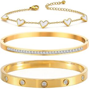 Ciormis 18K مطلية بالذهب الإسورة سوار مجموعة للنساء تكويم الذهب البرسيم المرأة الإسورة الأساور العصرية هدية مجوهرات لذكرى عيد الميلاد in Kuwait