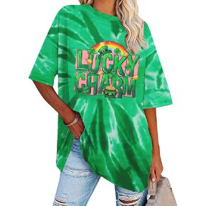 SFHFY Womens St Patrick's Day Oversized Tshirt Cute Lucky Charm Letter Print Shirt Casual Irish Tee Tops in Kuwait