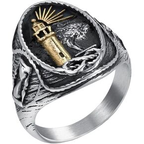 خاتم منارة من الفولاذ المقاوم للصدأ للرجال من HIJONES، خاتم زفاف بحري عتيق in Kuwait