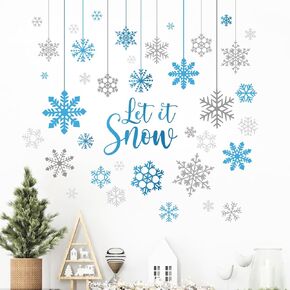 Mfault Merry Christmas Snowman Wall Decals Stickers, Xmas Tree Sleigh Peppermint Candy Decorations Bedroom Art, Snowflake New Year 2025 Party Home Kitchen Decor Holiday Gift in Kuwait