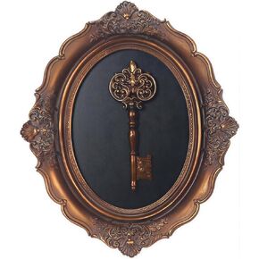 Adkoat® منحوتة جدارية على شكل مفتاح ذهبي عتيق، ديكور جداري بيضاوي عتيق مقاس 9.9 بوصة × 8.2 بوصة - لوحة فنية جدارية على شكل مفتاح هيكل عظمي فيكتوري لمعرض مدخل المدخل، لوحة جدارية من الراتنج الباروكي القوطي مع خطاف in Kuwait