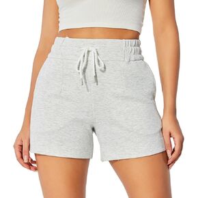 NIMENJOJA شورت رياضي عالي الخصر برباط للتمرين وصالة الألعاب الرياضية مع جيوب in Kuwait