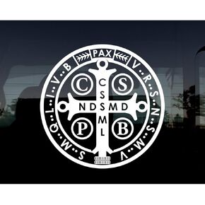 5 قطع ملصق سيارة القديس بنديكت وسام كاثوليكي ديني، ملصق متقاطع للقديس بنديكت لنافذة الشاحنة والمركبات فكرة هدية للحماية من الصدمات (5 × 5) in Kuwait