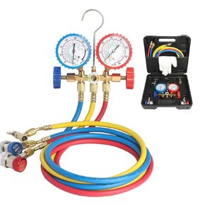 3 Way AC Gauge, HAVC Manifold Gauge Set for R134a, R410a, R22 Refrigerants, with 5FT Hoses, Quick Couplers, Acme Adapter and Can Tap for Automotive AC System in Saudi Arabia