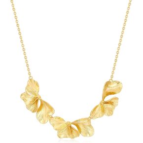 14K Gold Plated Chunky Ginkgo Leaf Necklace - 3D Floral Statement Bib Choker for Women, Elegant Jewelry Gift for Daily & Party Wear in Kuwait